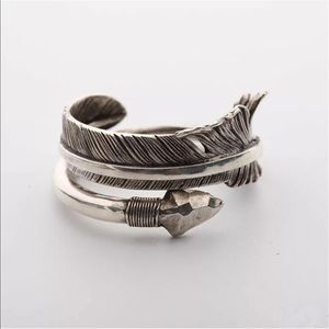 Boho Hawk Feather Arrow Ring Chunk Silver plated